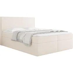 BOXBETT Terra mit Bettkasten, Boucle Beige 180/200 cm – 7-Zonen Taschenfederkern-Matratze & Komfortschaum-Topper