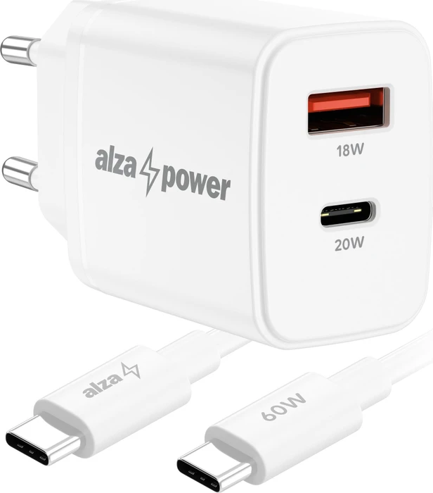 AlzaPower Compact SET A530 (20W + USB-C/C 60W Cable) weiß