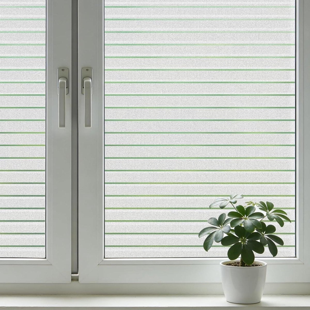 Raamfolie Strepen Matglas Privacyfolie Mat Wit - 44.5 x 200 cm