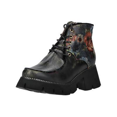 Schnürstiefelette LAURA VITA "LAURA VITA Stiefelette Leder/Textil", Damen, Gr. 40, Leder Textil, schwarz, Leder, Textil, Schuhe Schnürstiefelette