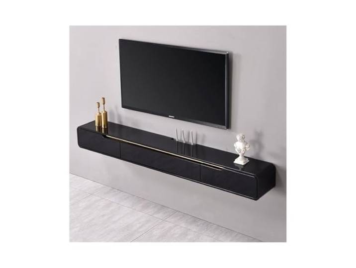 Vfs8dQ5kt Medieneinheit Schwebender TV-Schrank, minimalistischer Wand-Hängeschrank(Schwarz,Klein)