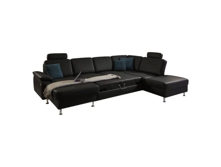Couchliebe Prato Wohnlandschaft - Echtleder Torro schwarz - Schlaffunktion - inkl. Kopfstütze - Ja Schlaffunktion Modern, Zeitlos