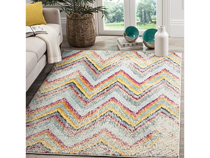 SAFAVIEH Tapis Boho pour Salon\, Salle à Manger\, Chambre à Coucher - Monaco Collection\, Tapis à Poil Court\, Multi\, 155 X 231 cm