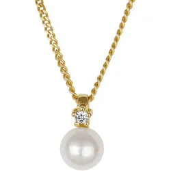 Orolino Halskette Gold 585 mit weißer Perle 5,5-6mm und Brillant 0,03ct.