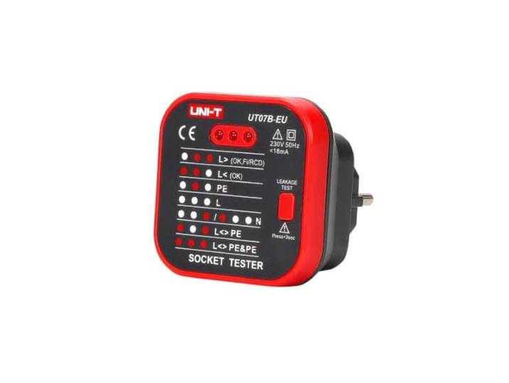 UNI-T UT07B-EU Serie UT07 stekkertester met RCD voor EU-stekker, 230 V, 50/60 Hz