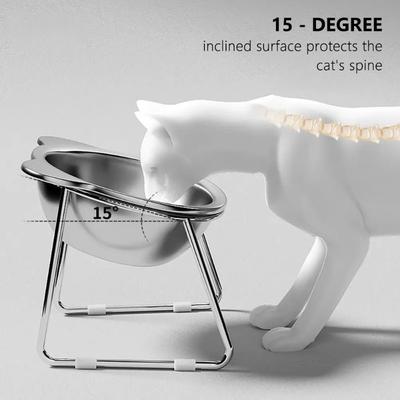 Quick Pick Pro Elevated Stainless Steel Cat Bowl Raised Cat Feeding Bowl For Cats & Small Puppies Elevated Stainless Steel Cat Bowl Raised Cat Feeding Bowl For Cats & Small Puppies