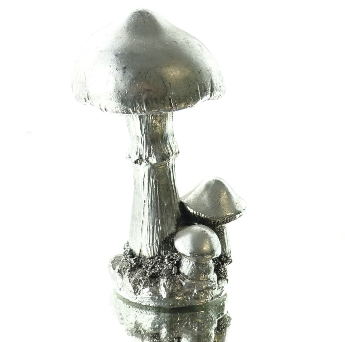 Exotica Cor Mulder paddenstoelengroep zilverkleurig 15 cm