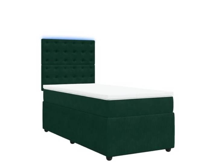 PUGYNBK Boxspringbett aus Samt, Dunkelgrün, 80 x 200 cm Dimmbare LED-Lichter, verstellbares Kopfteil, abnehmbarer Bezug, USB-Anschluss