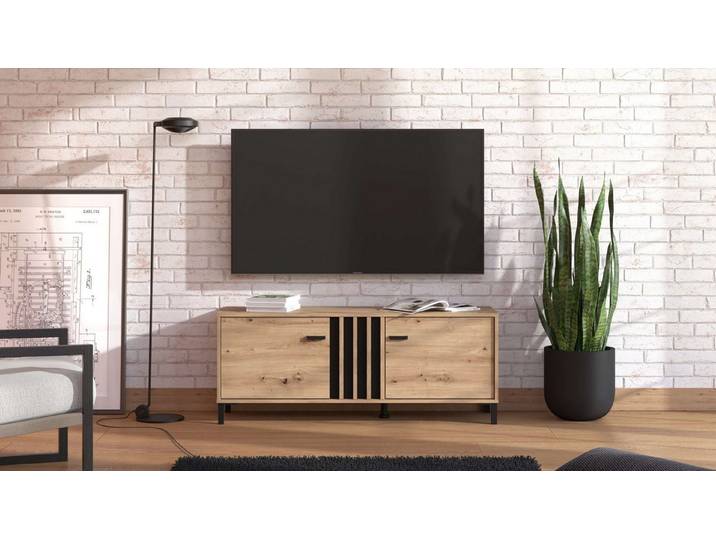 Home affaire Lowboard LAVAL, TV-Board, TV-Kommode, TV-Schrank, TV-Unterschrank, TV-Möbel, Modernes Lowboard in Artisan-Dekor mit viel Stauraum, Lamellen-Optik