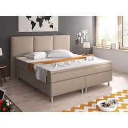 IHG Boxspringbett Oslo 180x200 cm Kunstleder Muddy