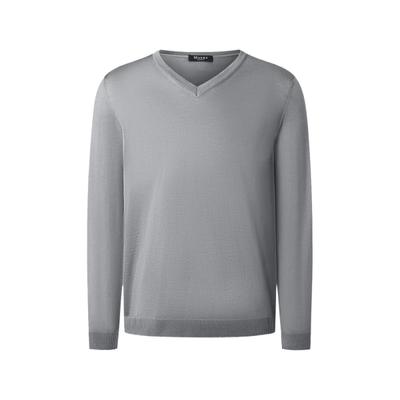 Strickpullover MAERZ MUENCHEN "Maerz Muenchen 403800 Strickpullover Herren Bekleidung", Herren, Gr. 54, grau, 100% Schurwolle, V-Ausschnitt, Pullover Strickpullover