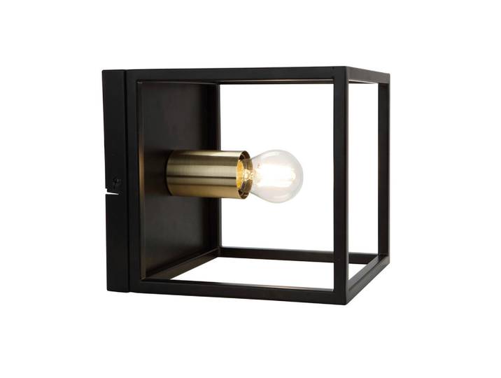 Marama Wandleuchte, Schwarz, Metall, quadratisch, 18x20x18 cm, RoHS, Lampen & Leuchten, Innenbeleuchtung, Wandlampe, Wandlampen