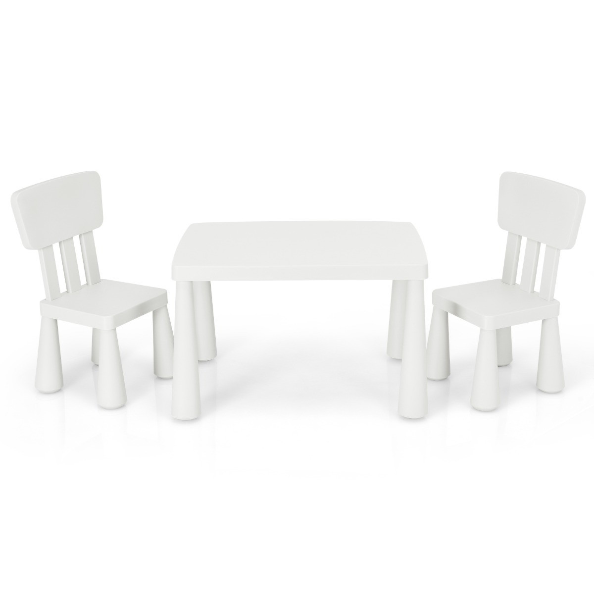 Costway Kindertafelset met 2 Stoelen, 3-delige Kindermeubels voor de Kinderkamer, Wit