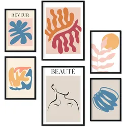 POSTER Set Mit 6 Orange Und Blauen Sammlung A3 & A4 Rahmenlos