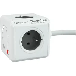 Allocacoc, Steckdosenleiste, PowerCube Extended WiFi, power distribution unit Type E, 4 sockets, 1.5m, white/grey (4x, 1.50 m)