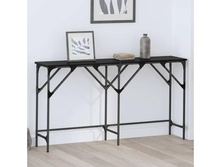 GPWERSDF Konsolentisch Schwarz Eichen-Optik 140 x 29 x 75 cm Stahlrahmen, verstellbare Füße, Haarnadel-Design, für Flur und Wohnzimmer