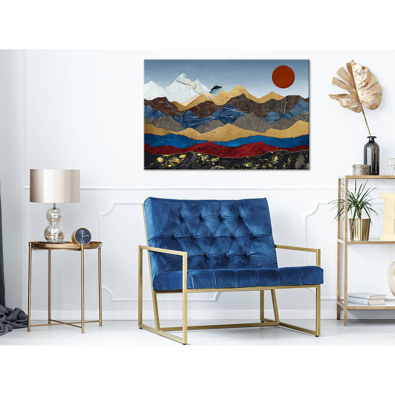 home24 Heart of the Mountains abstracte wanddecoratie linnen meerkleurig 90 x 60 cm