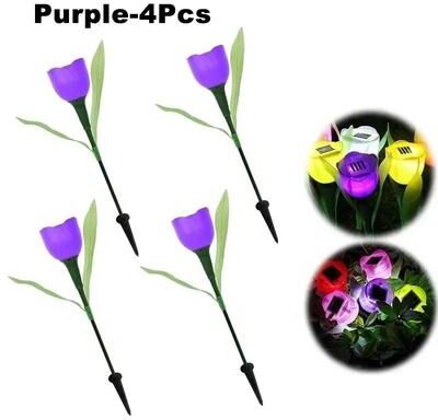 Uplift Picks Solar Tulip Garden Lights Add Warm Floral Glow To Outdoor Spaces purple (4 Pcs)