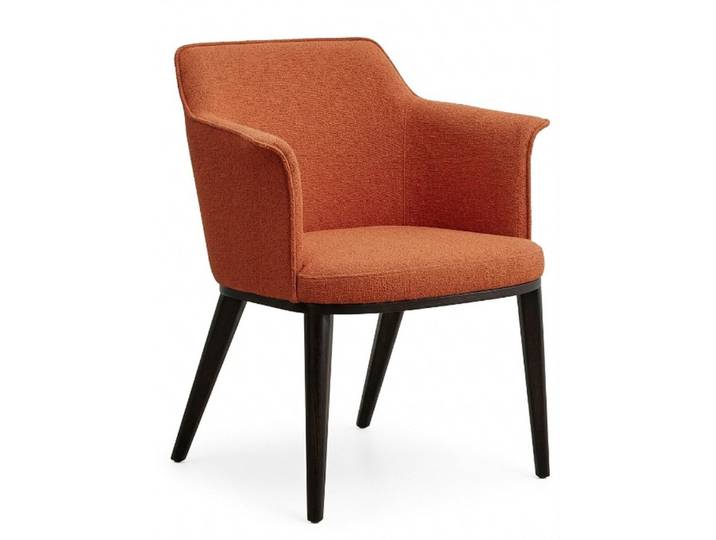 Xlmoebel Esszimmerstuhl Eleganter Armlehnenstuhl Orange Terrakotta Bouclé Stoff Kuscheliger (1-tlg)