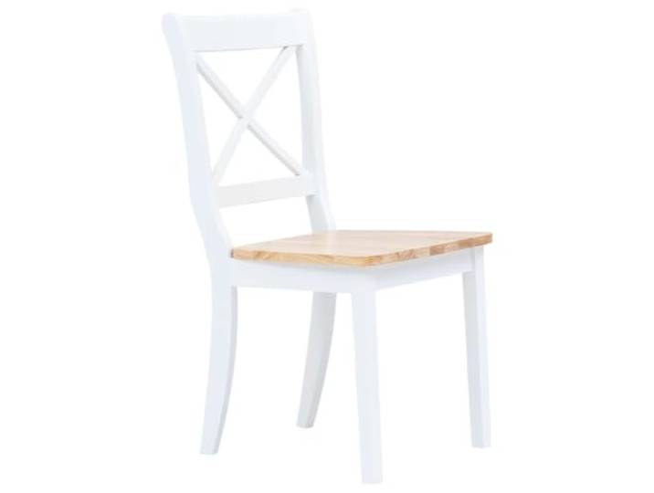 HKLGBVCR Esszimmerstühle, 4 Stück, Weiß und helles Holz, massives Massives Gummibaumholz, lackierte und lackierte Oberfläche, feucht abwischbar, max. 110 kg pro Sitz