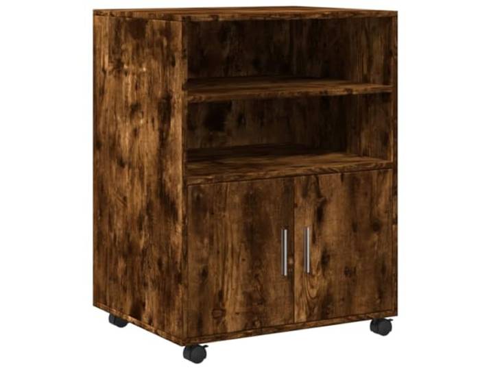 HBBMGYD Rollschrank aus Verbundholz, rauchfarbene Eiche, 60 x 48 x 81 cm 4 Lenkräder, 2 mit Bremse, glatte Oberfläche, leicht zu reinigen, vielseitig einsetzbar
