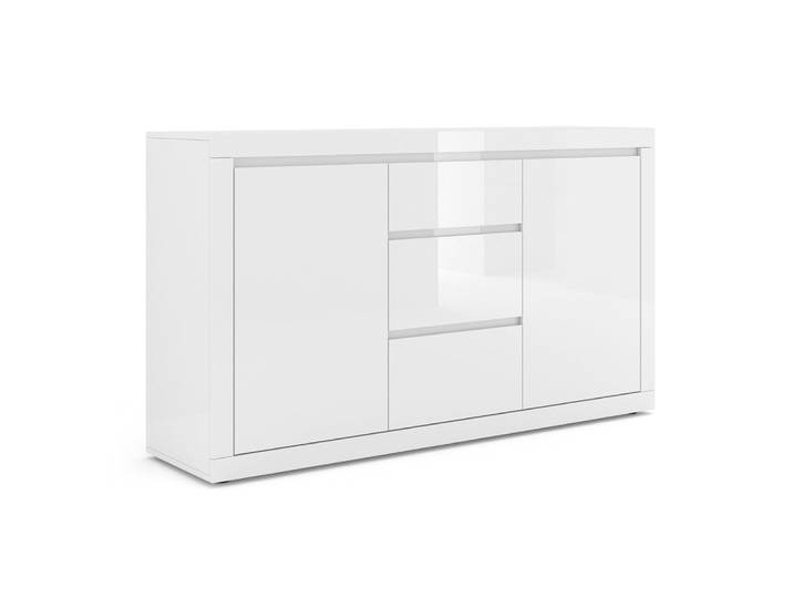 Buffet 2 portes 3 tiroirs panneaux stratifiés blanc