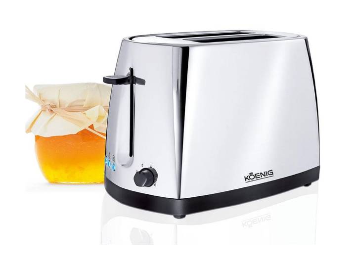 KOENIG Toaster Chrome Line Chrom/Schwarz , schwarz (chrom, schwarz), B:29cm H:18cm T:16cm, Toaster, Toaster