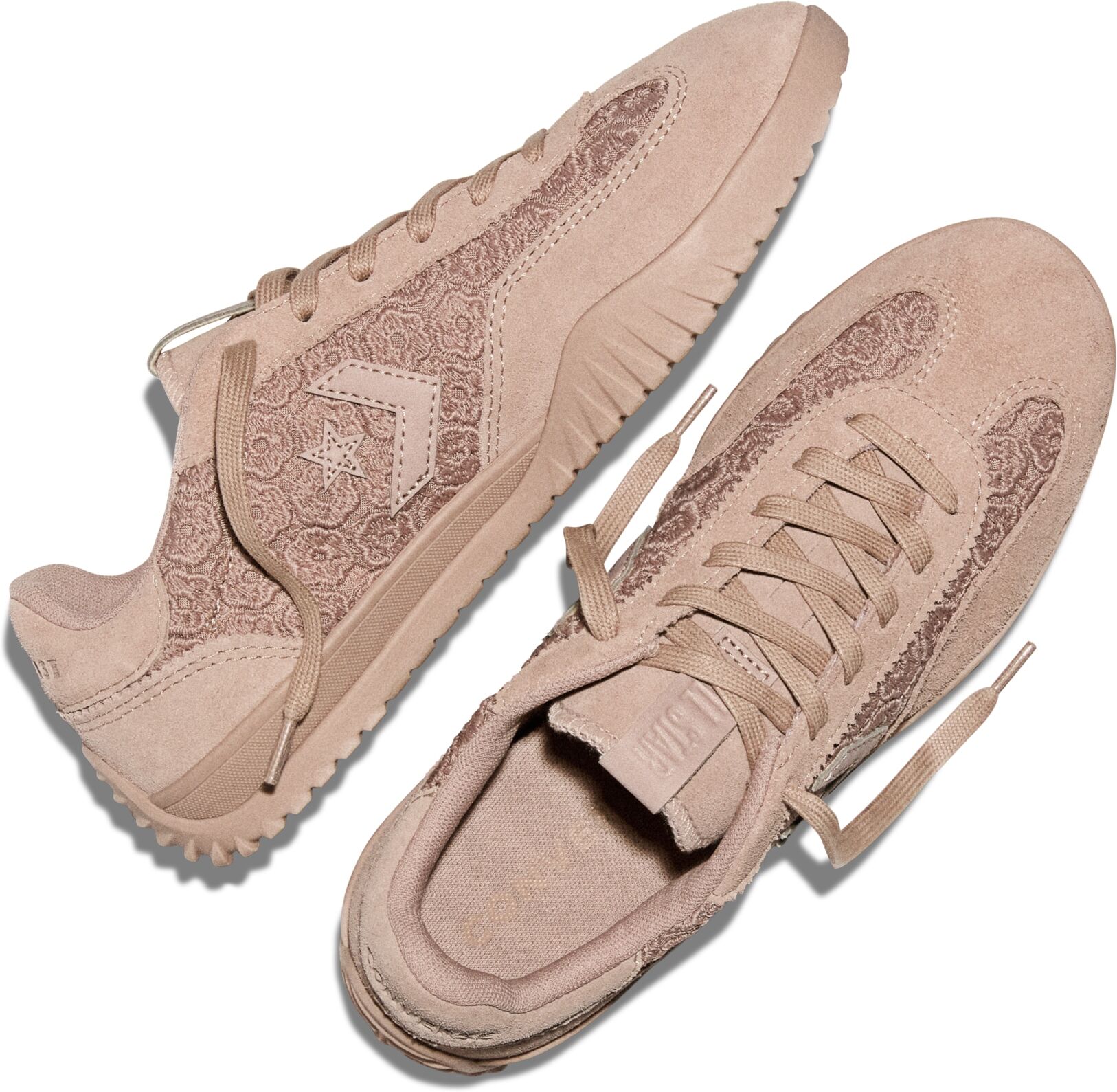 Sneaker CONVERSE "RUN STAR TRAINER FLORAL", Damen, Gr. 40,5, rosa (dried earth), Leder, Schuhe Sneaker, für sportlichen Look im Alltag, bequem, sportlicher Stil