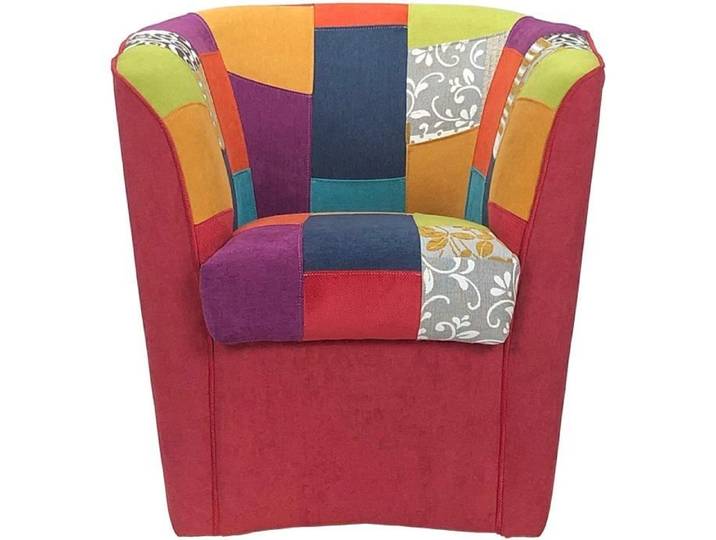 Fauteuil - Valentina - Patchwork - Rouge - 1 place - Design contemporain