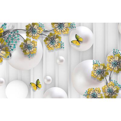 Papermoon "Abstrakt 3D Effekt mit Blumen und Schmetterlingen"