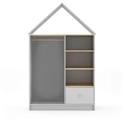 KLEIDERSCHRANK mit 3 Nischen, 1 Schublade und 1 Kleiderstange H180 cm 45/110/180 cm