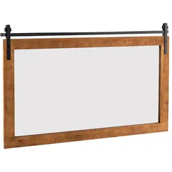 COSTWAY Rechteckiger Spiegel mit Holzrahmen, rustikaler Wandspiegel, bruchsicherer Hängespiegel mit Metallhalterung