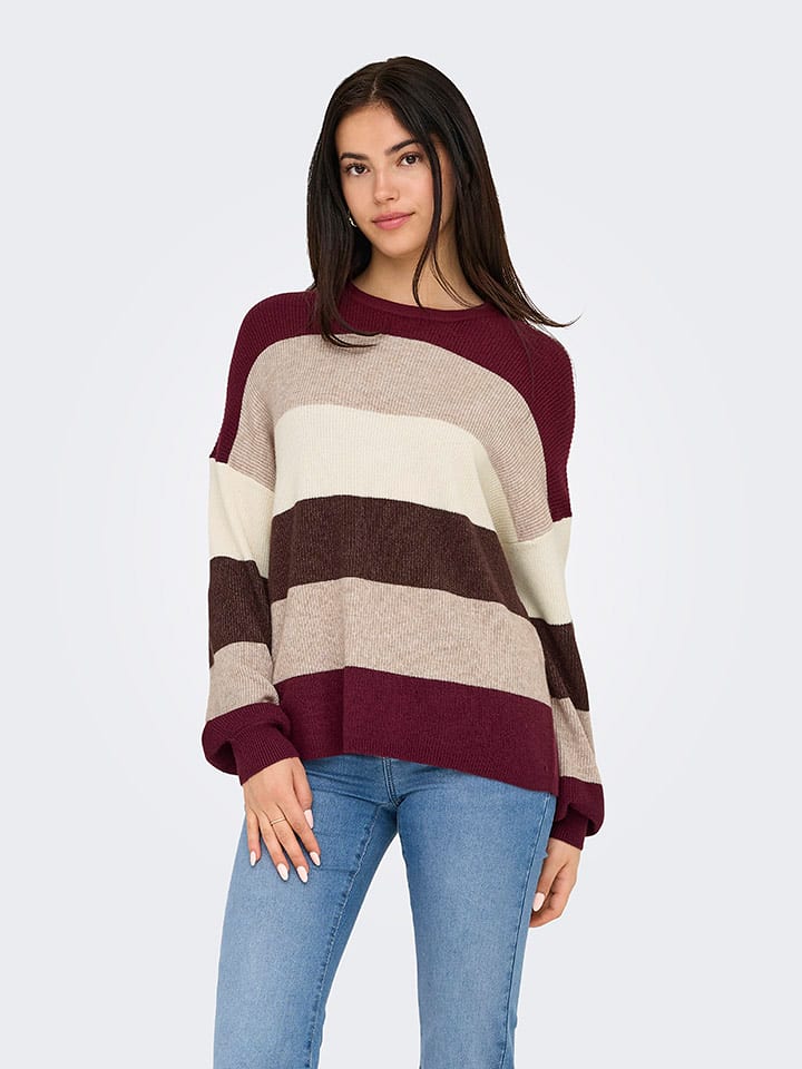 ONLY Pullover in Bordeaux/ Sand - XL