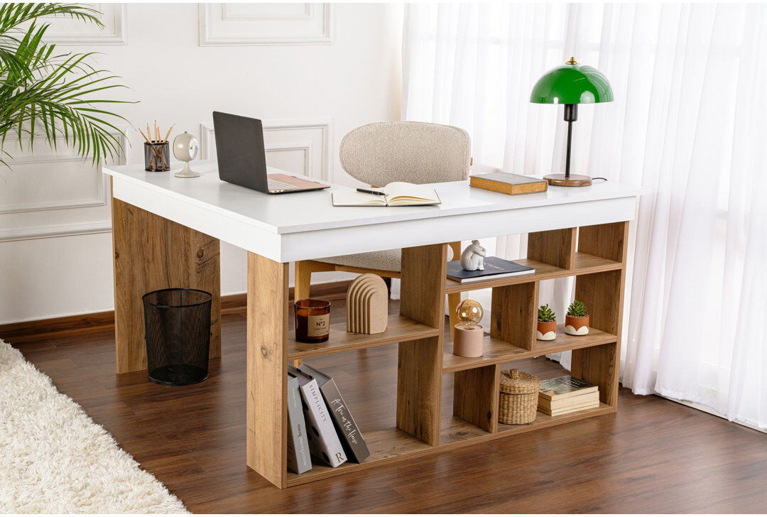 17 Stories Temera Study Desk White 72cm H X 130cm W X 50cm D