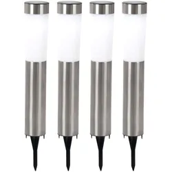 LED 4er Set Solarleuchten für Garten, Außenbeleuchtung mit Erdspieß, Gartenlampe, IP44, Edelstahl, Höhe 56 CM