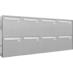 AL Briefkastensysteme 8 Fächer Premium Edelstahl Durchwurf Briefkasten Anlage für Post A4, modern, robust, wetterfest, Artikelnummer: 331V8DZ4