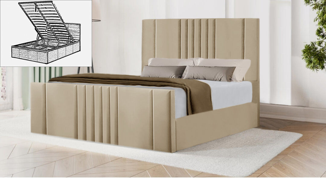 Ebern Designs Moherek Upholstered Storage Bed Mink Super King (196 x 219 cm)