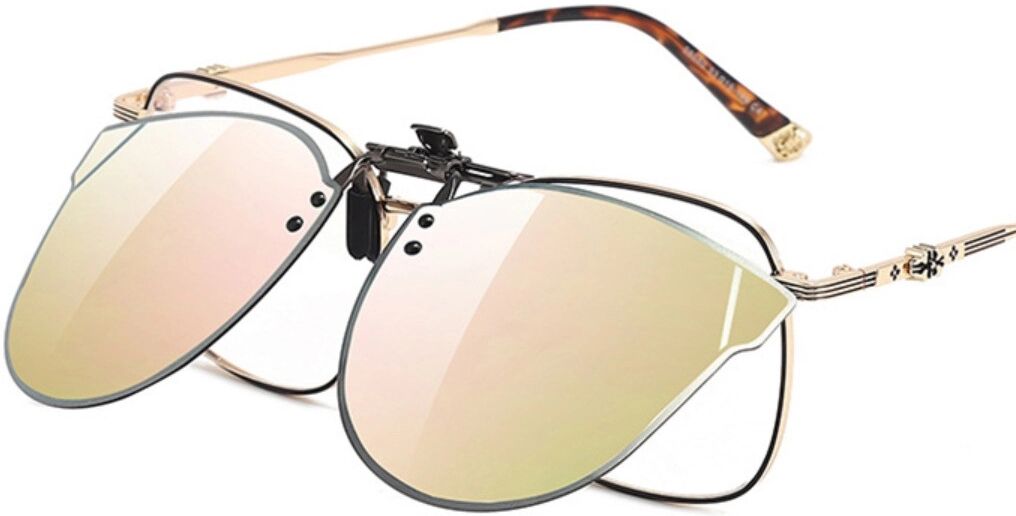 INF Polarisiert Clip-On-Sonnenbrille mit Reißverschluss-Etui – TAC-Gläser, Flip-up 180°, UV-Schutz Rosa