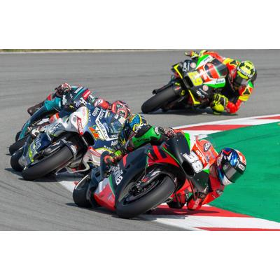 Fototapete PAPERMOON "BARCELONA MOTOGP-BRADLEY SMITH 500 CMÃ‚³ MOTORRAD WM XXL", bunt, B:5m L:2,8m, Vlies, Tapeten