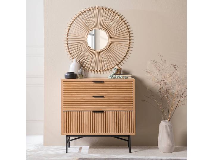 Buffet 3 tiroirs 80 x 80 x 40cm Beige/Chêne