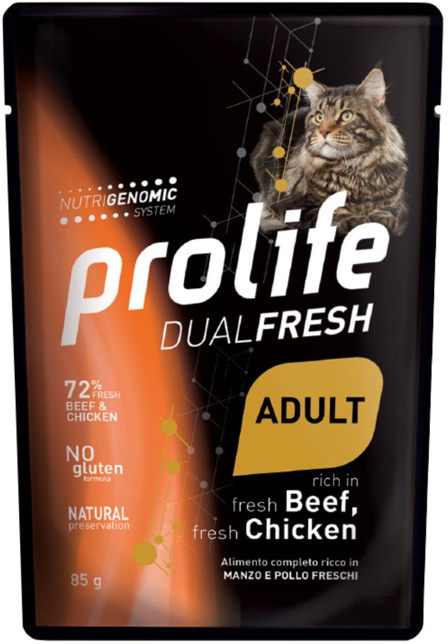 Prolife® 1 x 85 g Prolife Cat Dual Fresh Adult Manzo e Pollo Umido per Gatti