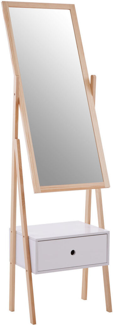17 Stories Boði Solid Wood Flat Freestanding Full Length Mirror with Drawers Brown 160cm H X 45cm W X 30cm D