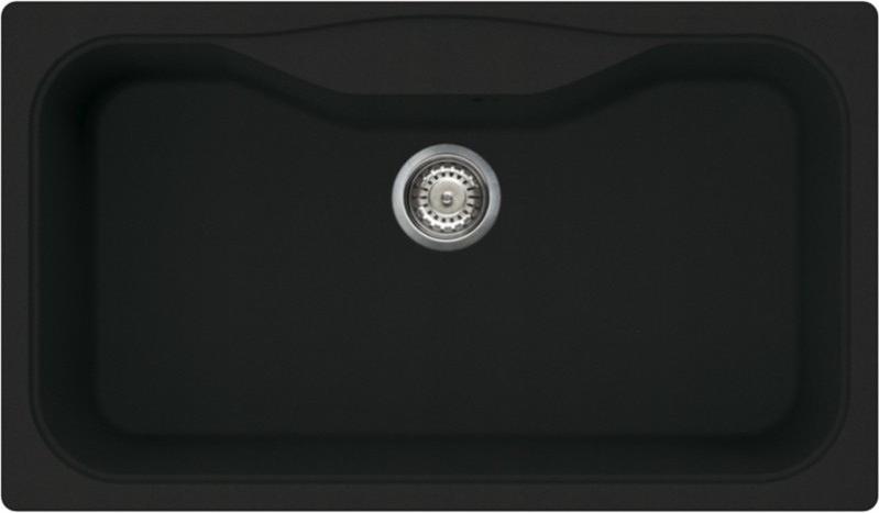 Elleci Fox 360, Aufsatzwanne, Rechteckig, Granitek, Schwarz, 1 Becken, Rechteckig