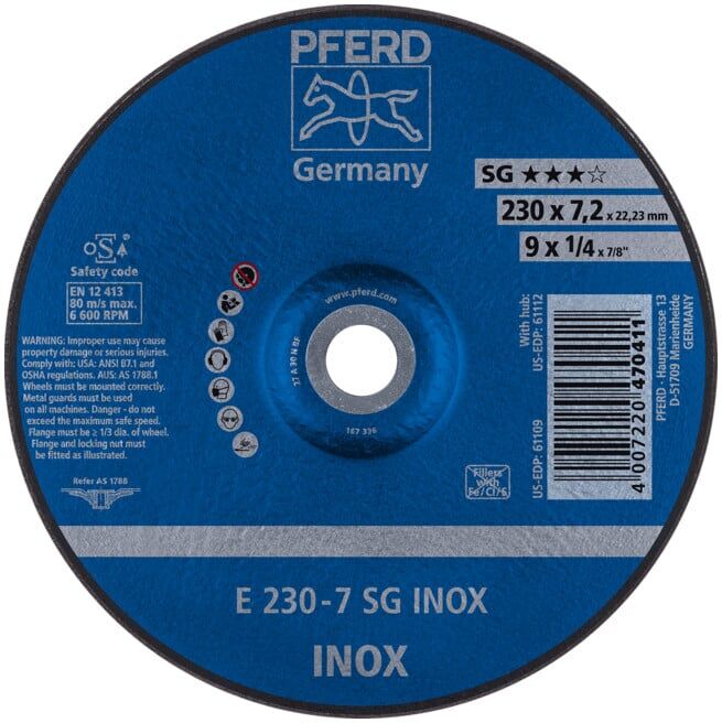 PFERD Disque d’ébarbage SG-INOX 230X7 mm (4007220470411)