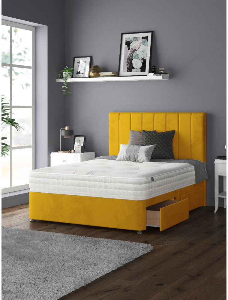Fairmont Park Hedley Upholstered Drawers Bed Turmeric Double (4'6)