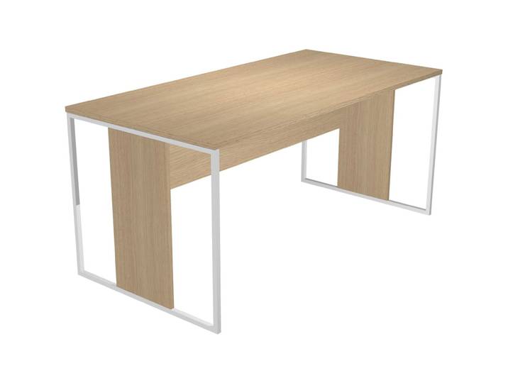 Bureau droit Presto 160 x 80 cm - Plateau Chêne - Pieds Blanc