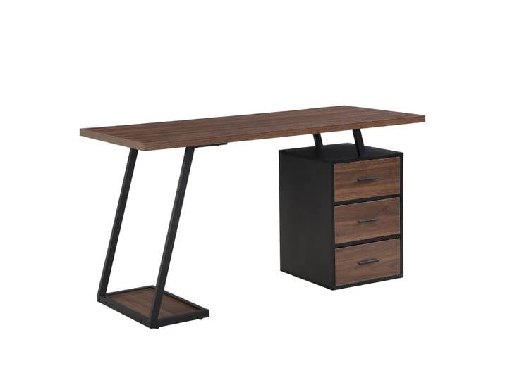 Bureau / table de travail style industriel (138,5 cm) avec 3 tiroirs