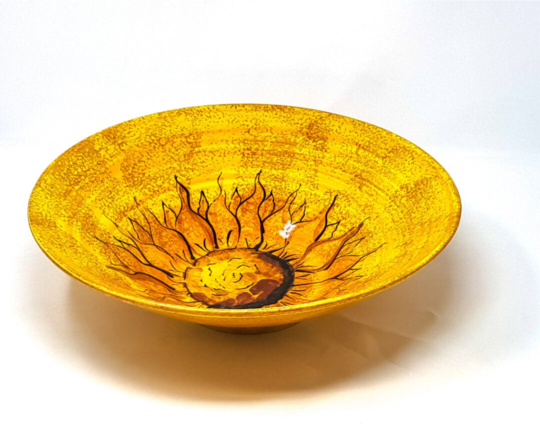 August Grove Trae Ceramic Salad Bowl Yellow 37cm W