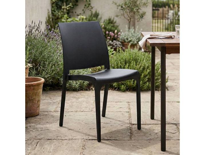 Chaise d'Extérieur Camo Dmora en Plastique Noir Anthracite