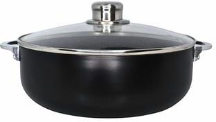 IMUSA Bistro-Cera Aluminum Speckled Black Ceramic Caldero with Glass Lid, Black